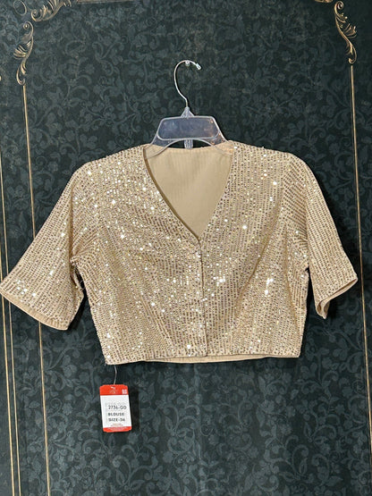 Ligh gold blouse with sequin work