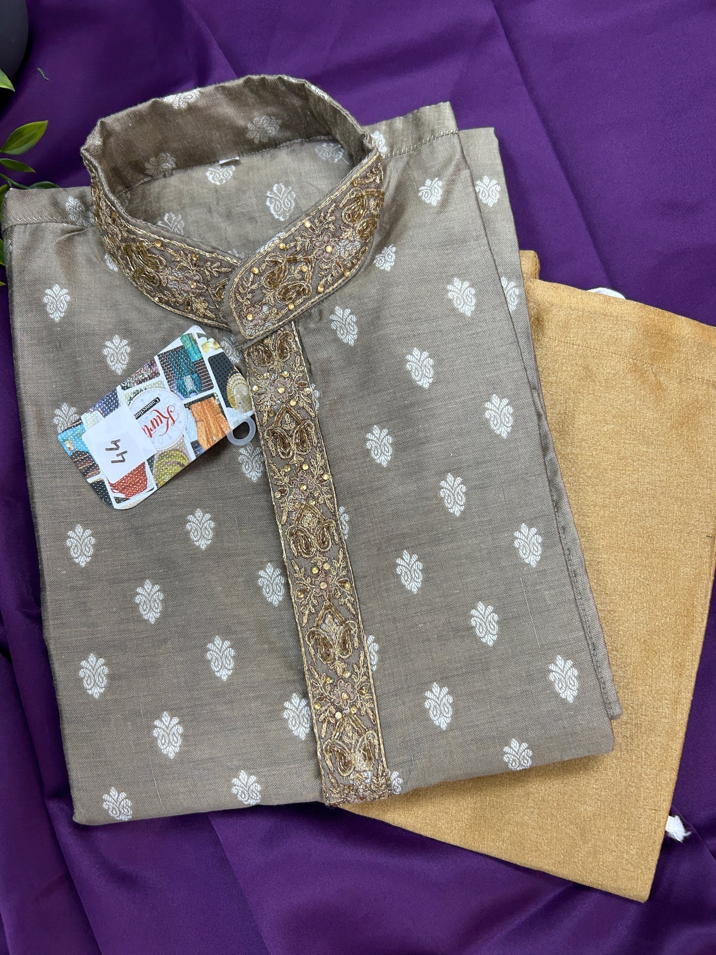 Cotton silk kurta | Mute Gold
