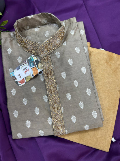 Cotton silk kurta | Mute Gold