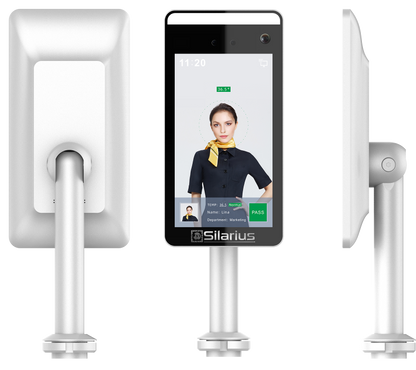 Silarius SIL-FRTEMP 7" Facial Time Attendance Access Control Terminal with Temperature Testing + Face Recognition and Mask Detection (Table Stand Included) NDAA Compliant