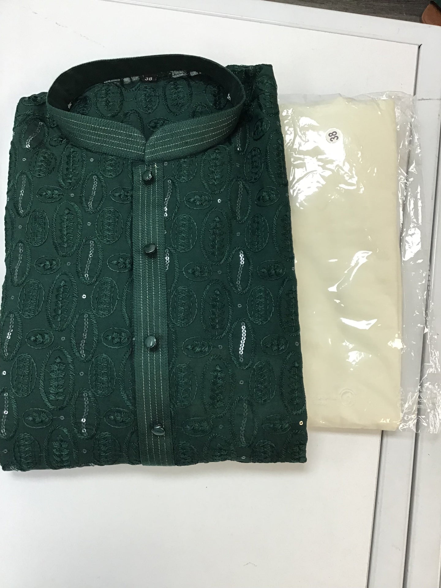 Dark green kurta set