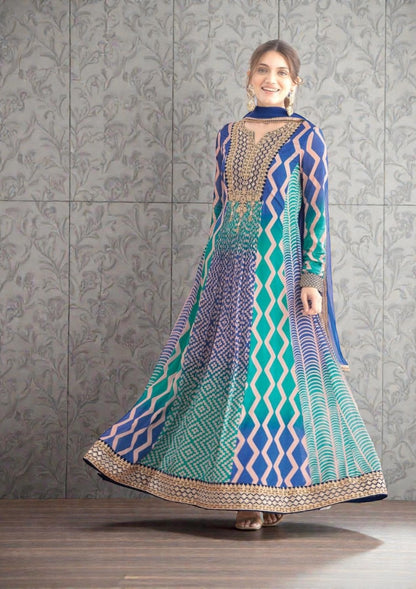 Saawan : Chinon silk long gowns