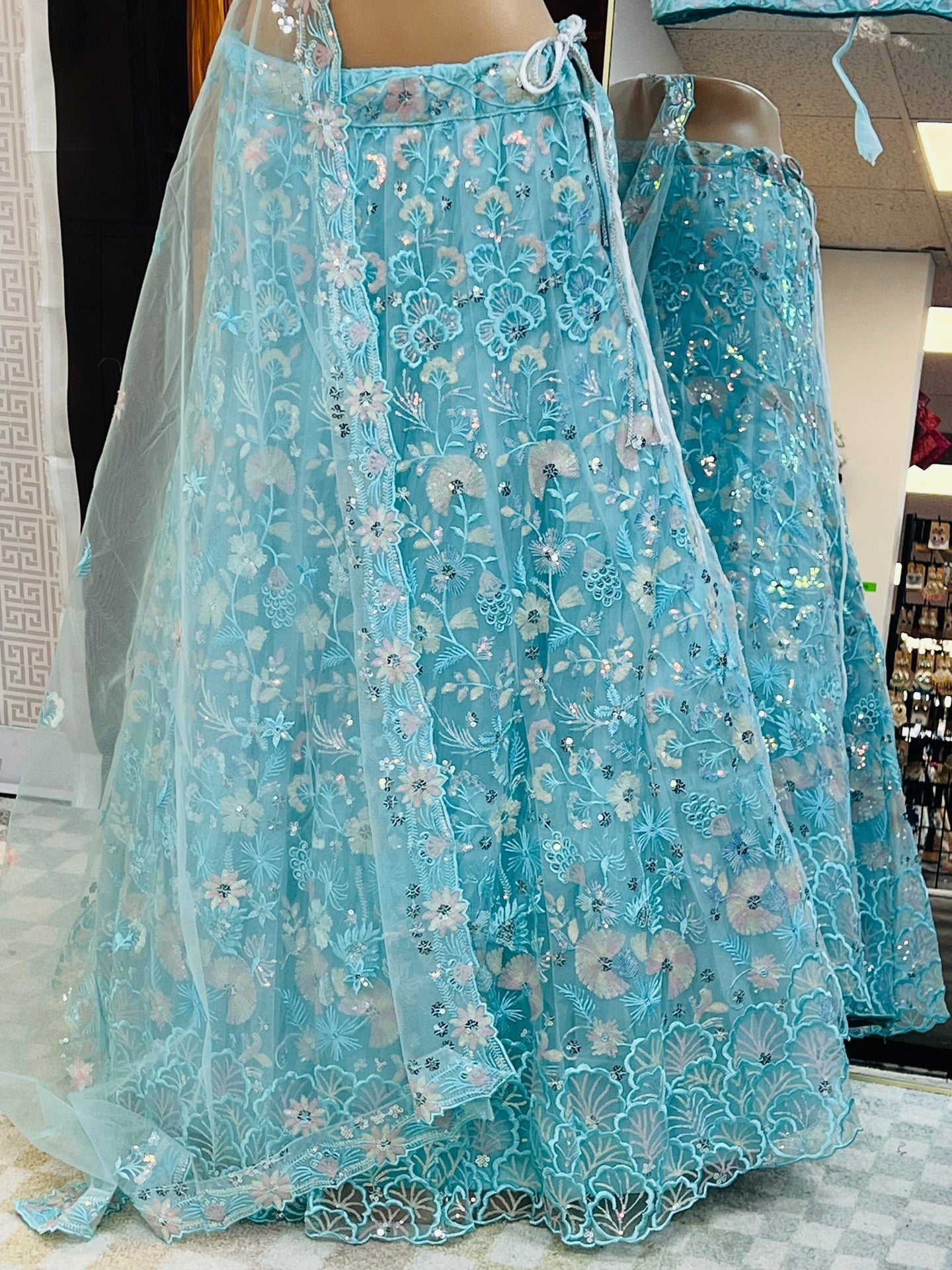 Light blue party wear Lehenga choli set