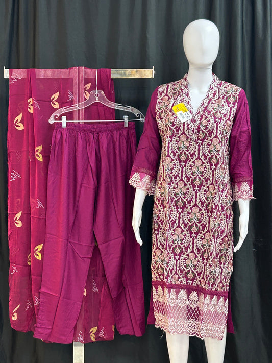 Embroidered party wear suit