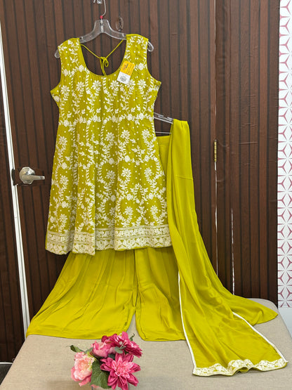Chiffon Chikankari party wear sharara suit