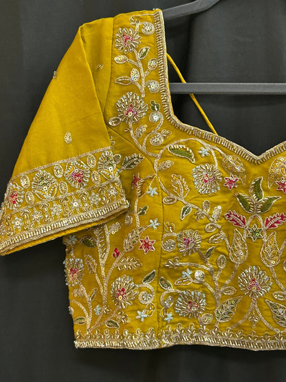 Hand embroidered blouse | tissue silk blouse with all over hand embroidery