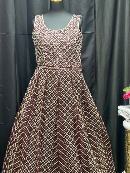 Party wear long gown : Indo western gowns for weddings and reception