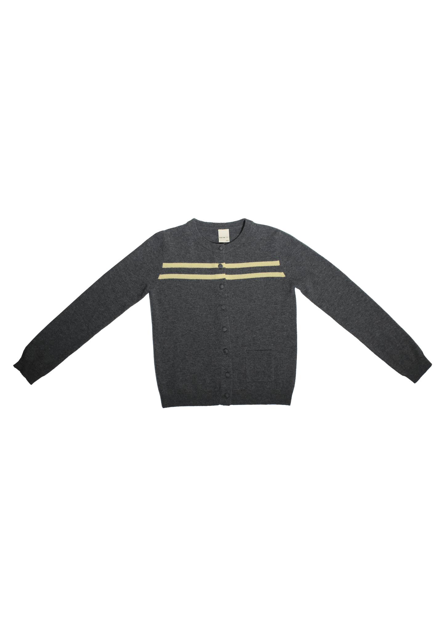 Cashmere Wool Stripe Cardigan in Charcoal/Butter