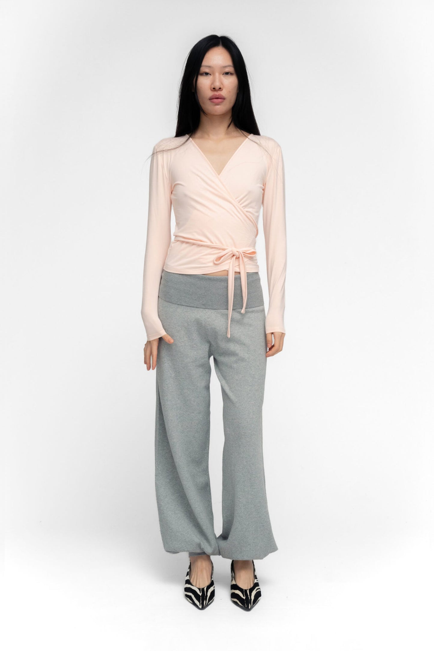 BALLERINA WRAP TOP IN POWDER PINK