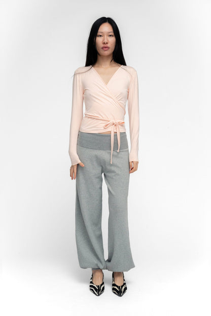BALLERINA WRAP TOP IN POWDER PINK