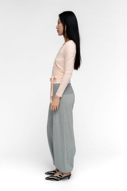 BALLERINA WRAP TOP IN POWDER PINK