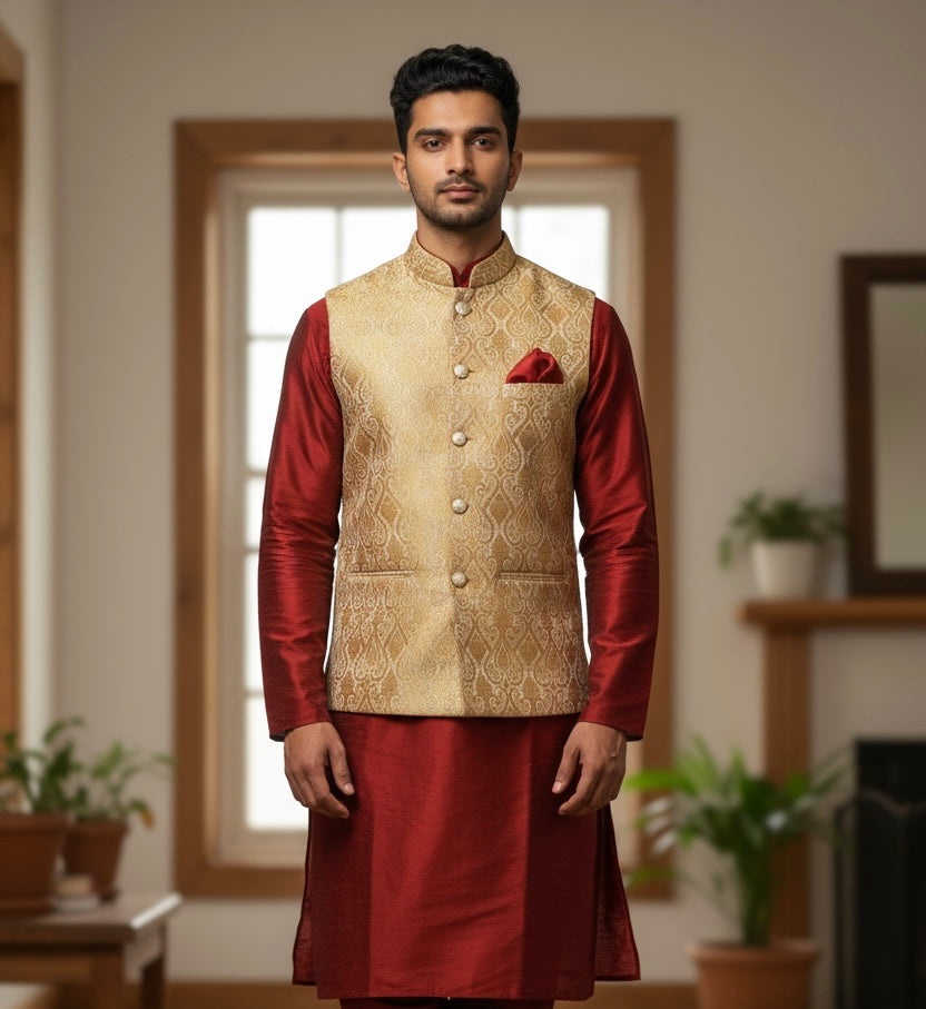 Silk kurta jacket set