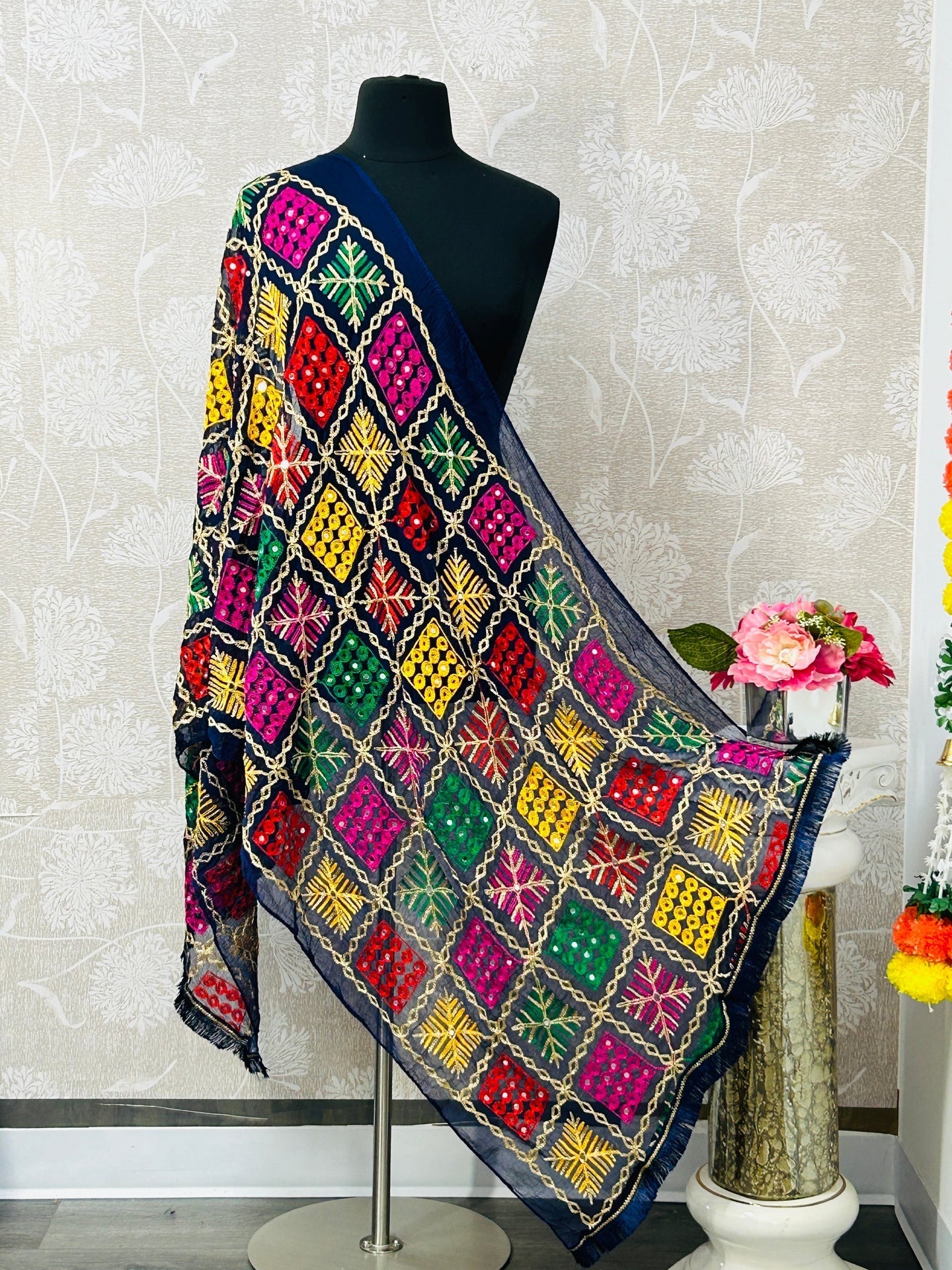 Embroidered phulkari dupatta