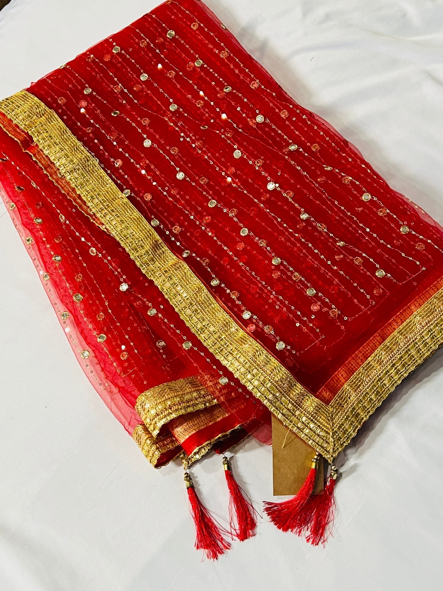Red net dupatta