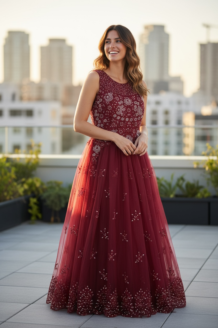 Net party wear dress