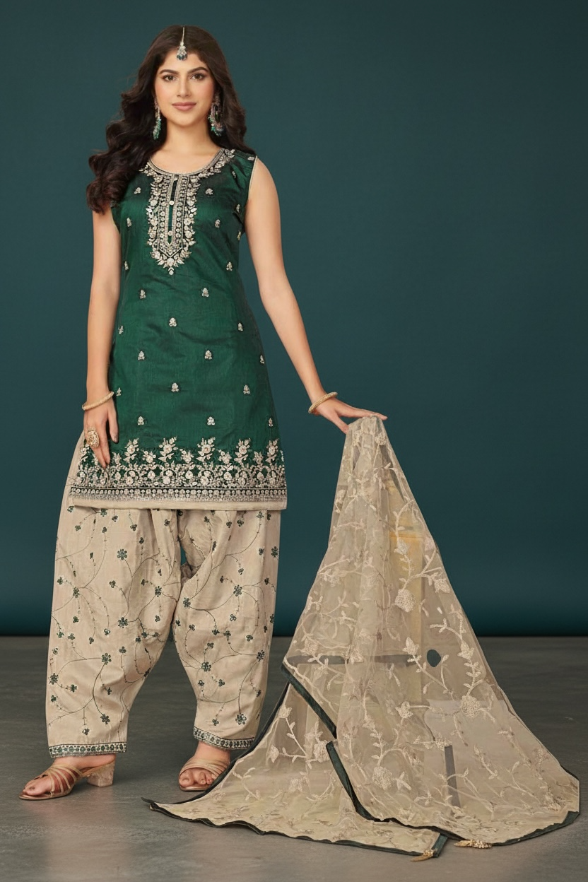 Cotton silk salwar suit
