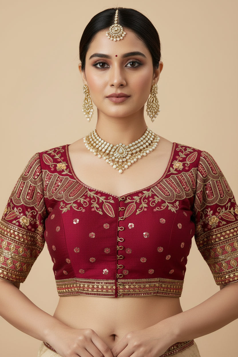 Designer party wear blouse : magenta pink