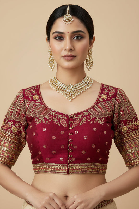 Designer party wear blouse : magenta pink