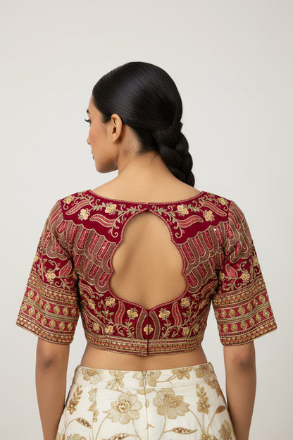 Designer party wear blouse : magenta pink