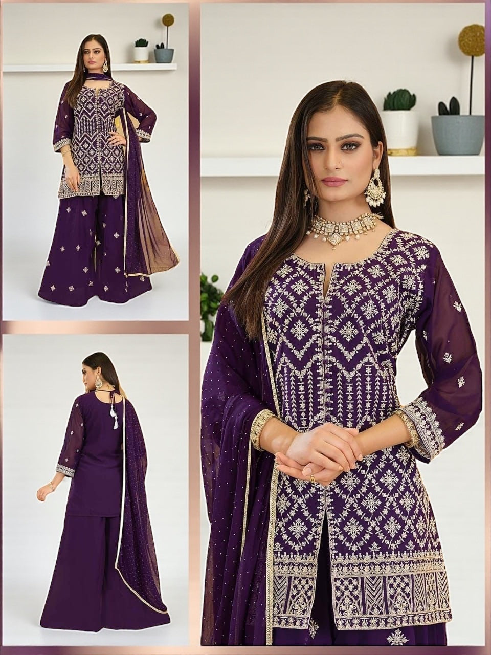 Heavy jari work sharara suit