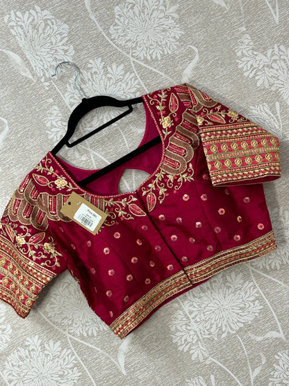 Designer party wear blouse : magenta pink