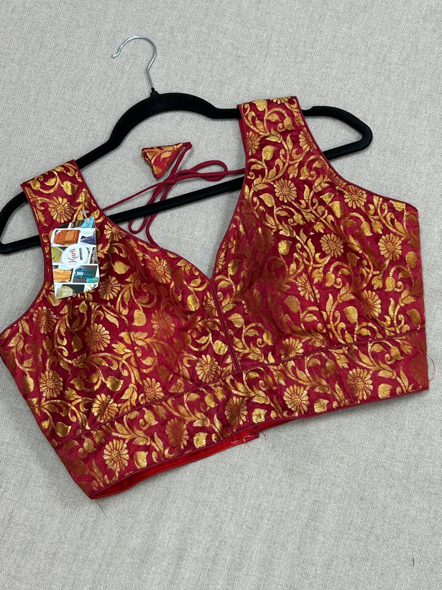 Maroon brocade blouse