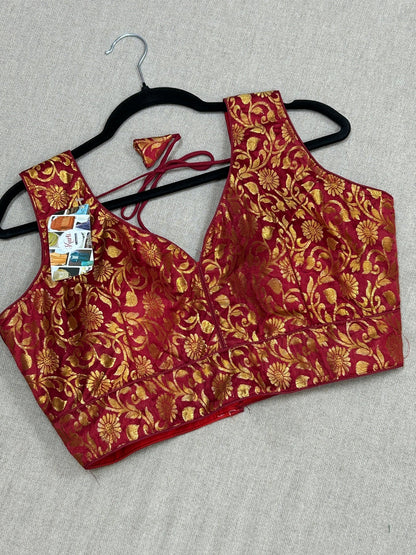Maroon brocade blouse