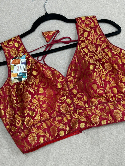 Maroon brocade blouse