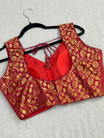 Maroon brocade blouse