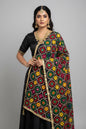 Navy blue dupatta with phulkari work