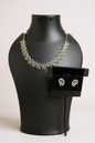 Lightweight silver look necklace set : AD STONE