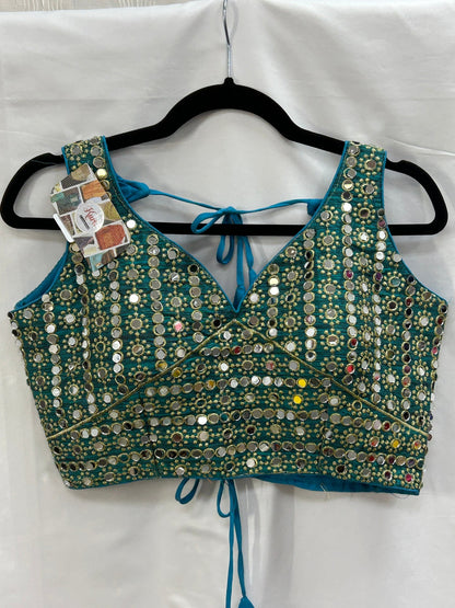 Teal blue mirror blouse