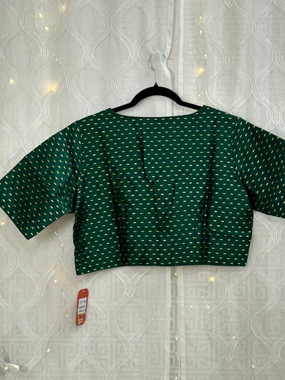 V neck blouse : bottle green color