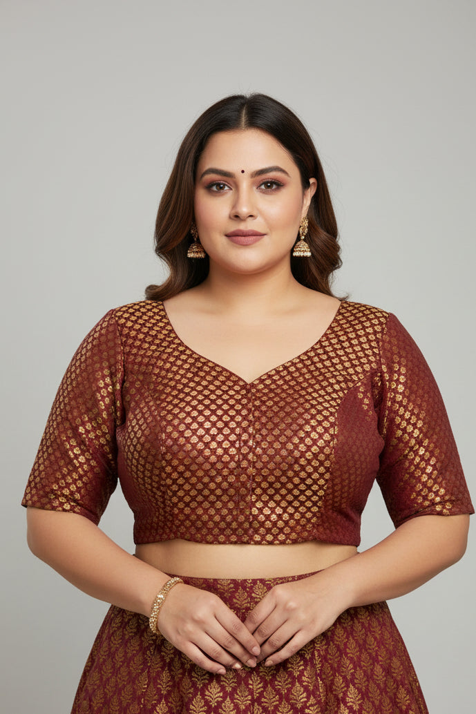 Dark maroon Brocade blouse