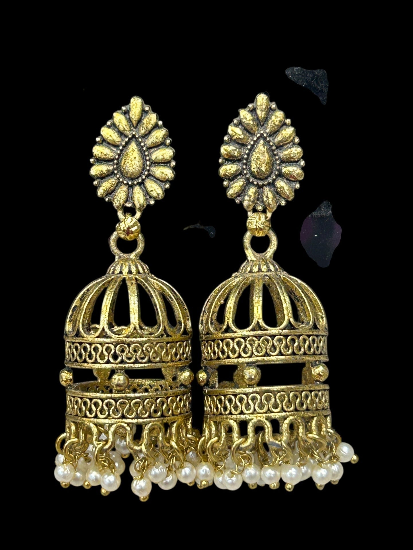 Matt antique gold finish earrings
