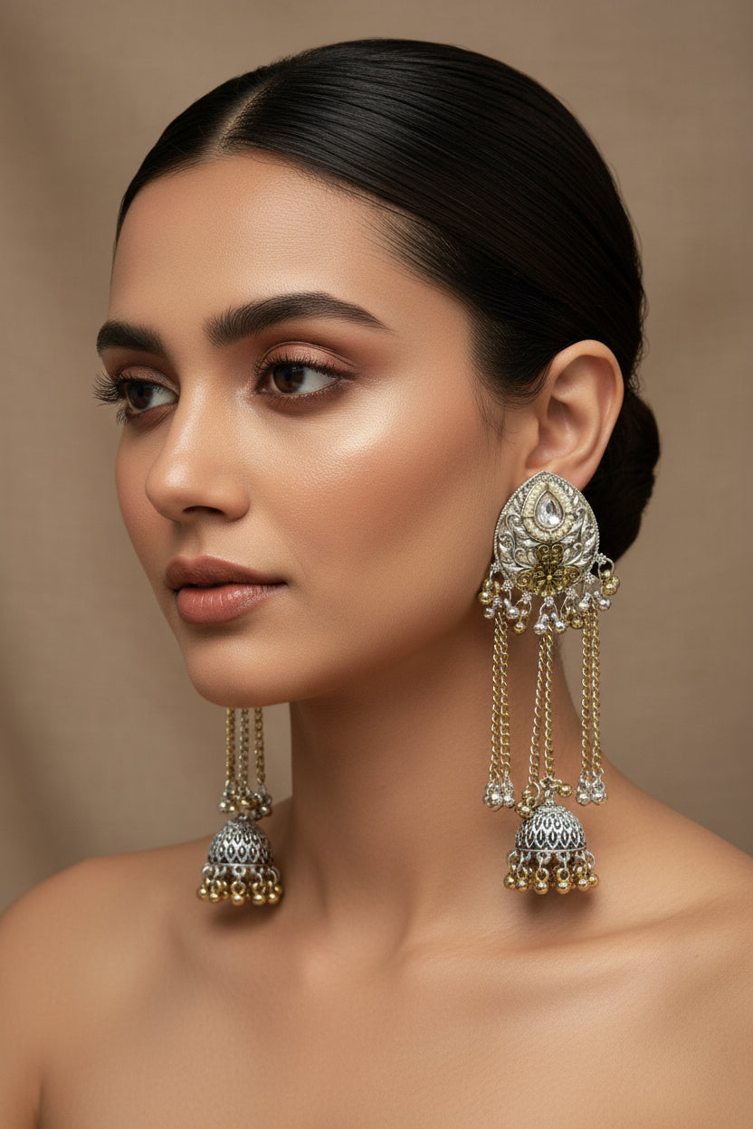 Dual tone Kashmiri earrings