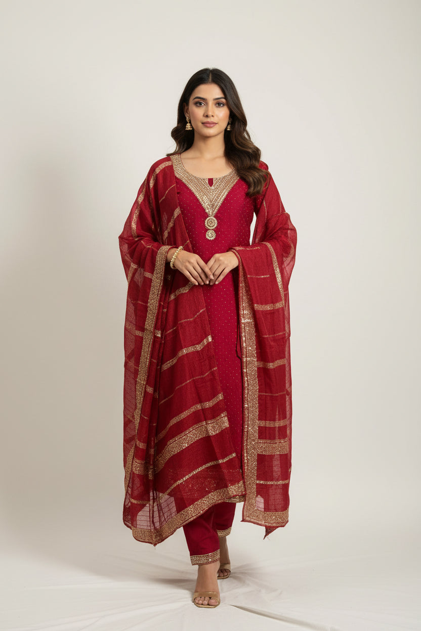 Silk party wear suit