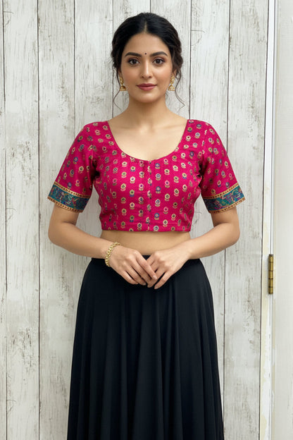 Silk blouse with teal blue detailing