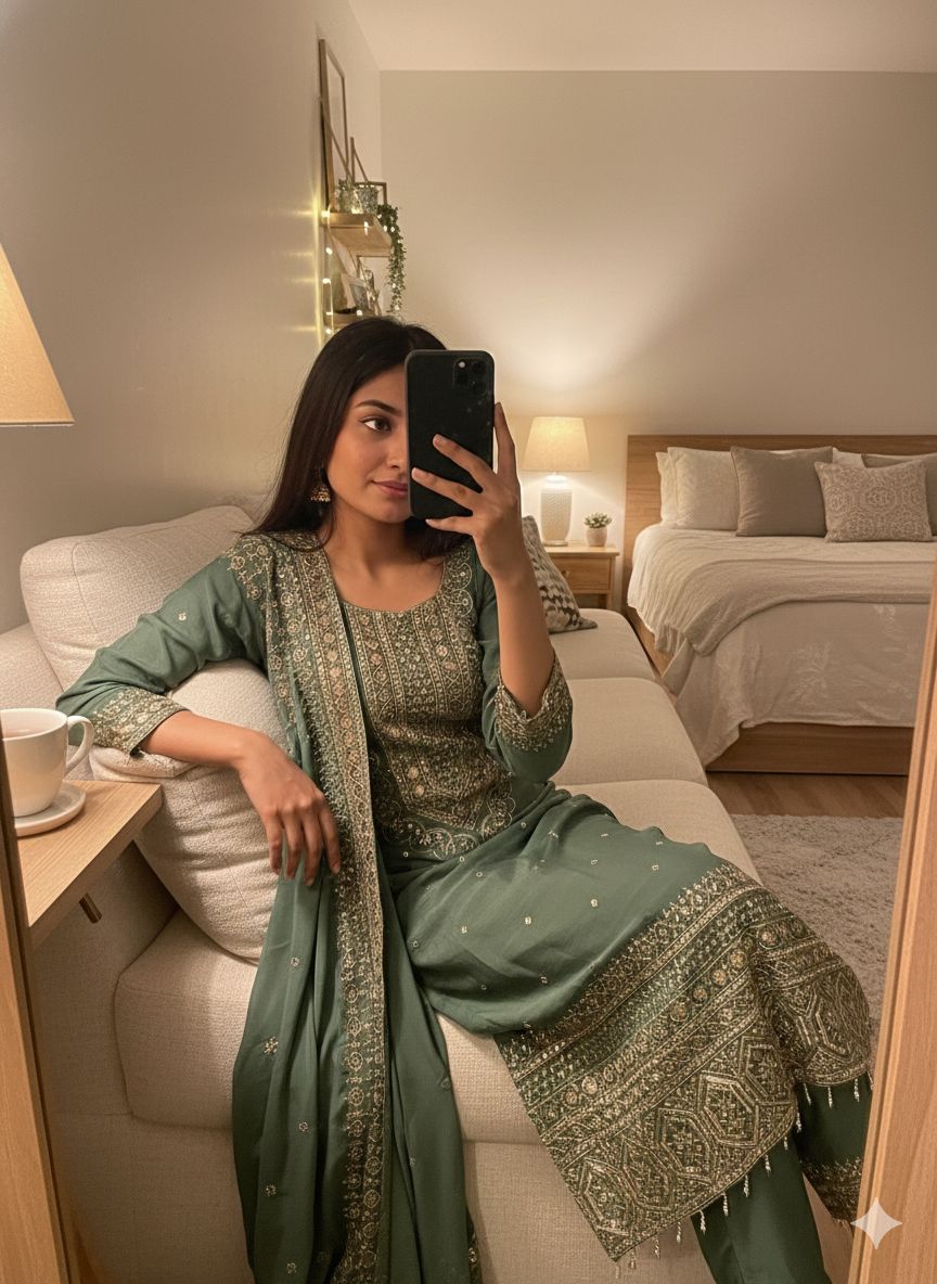 Wedding collection: Chinon silk salwar suit