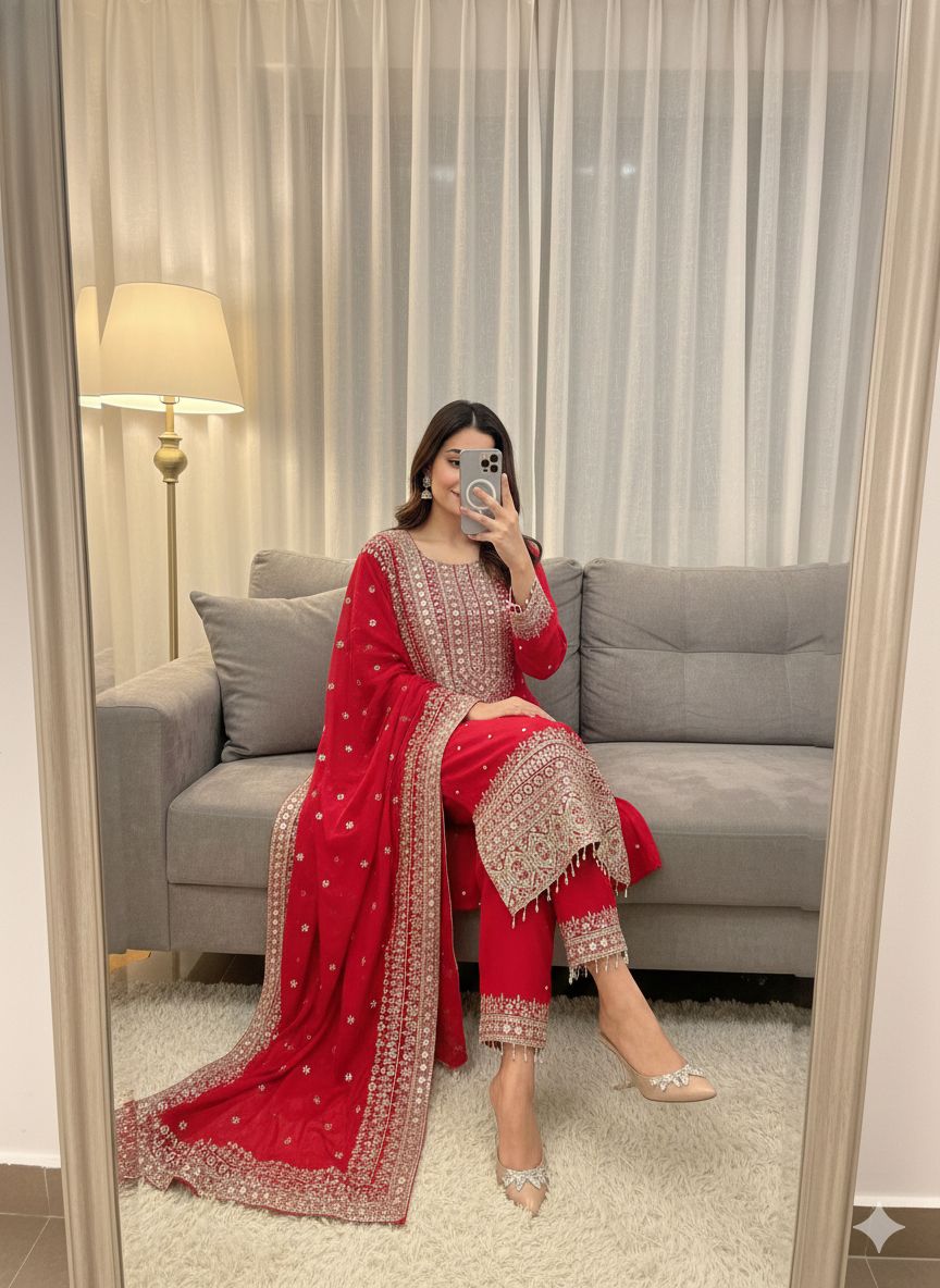 Wedding collection: Chinon silk salwar suit