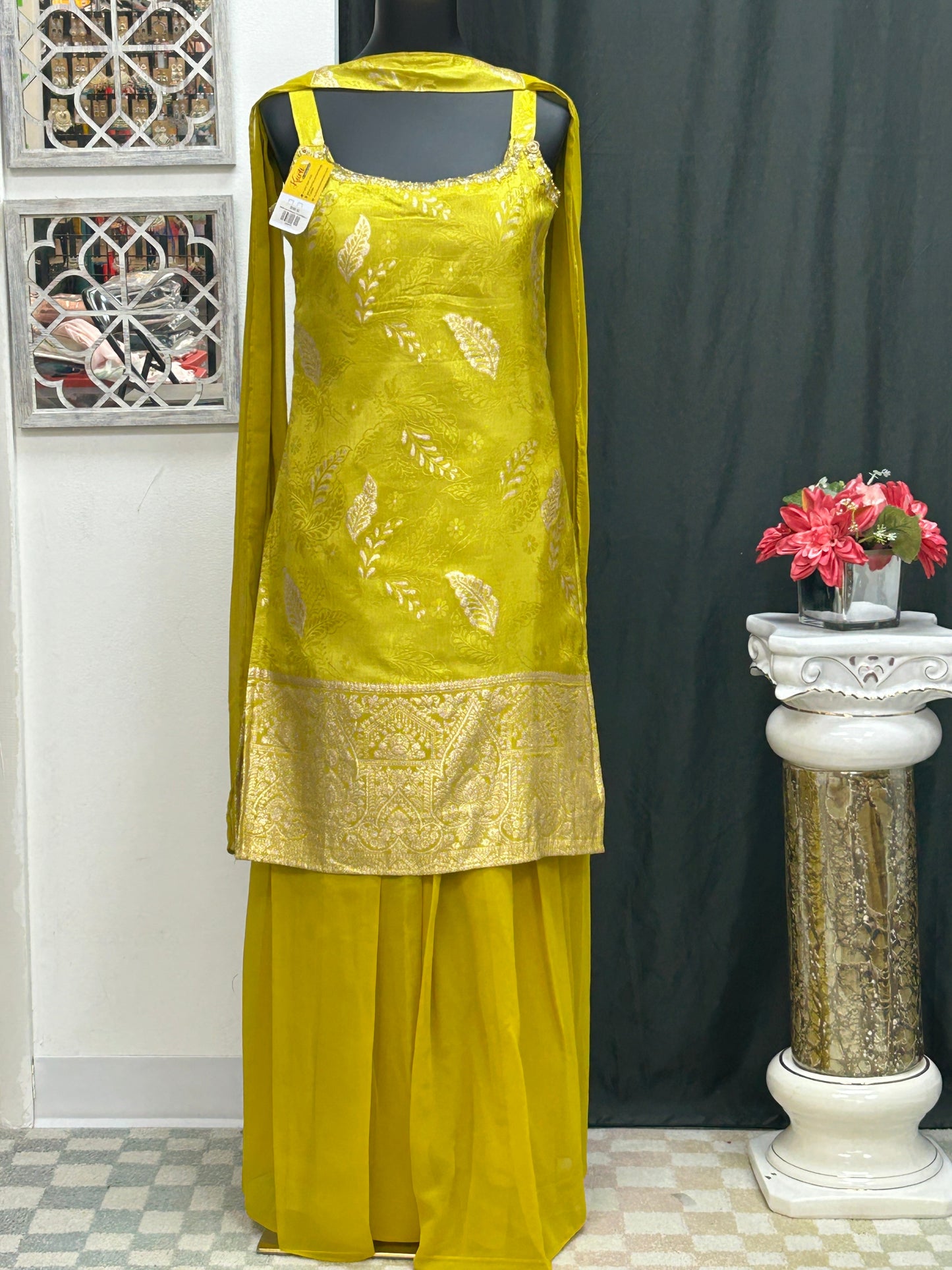 Chiffon silk sharara suit