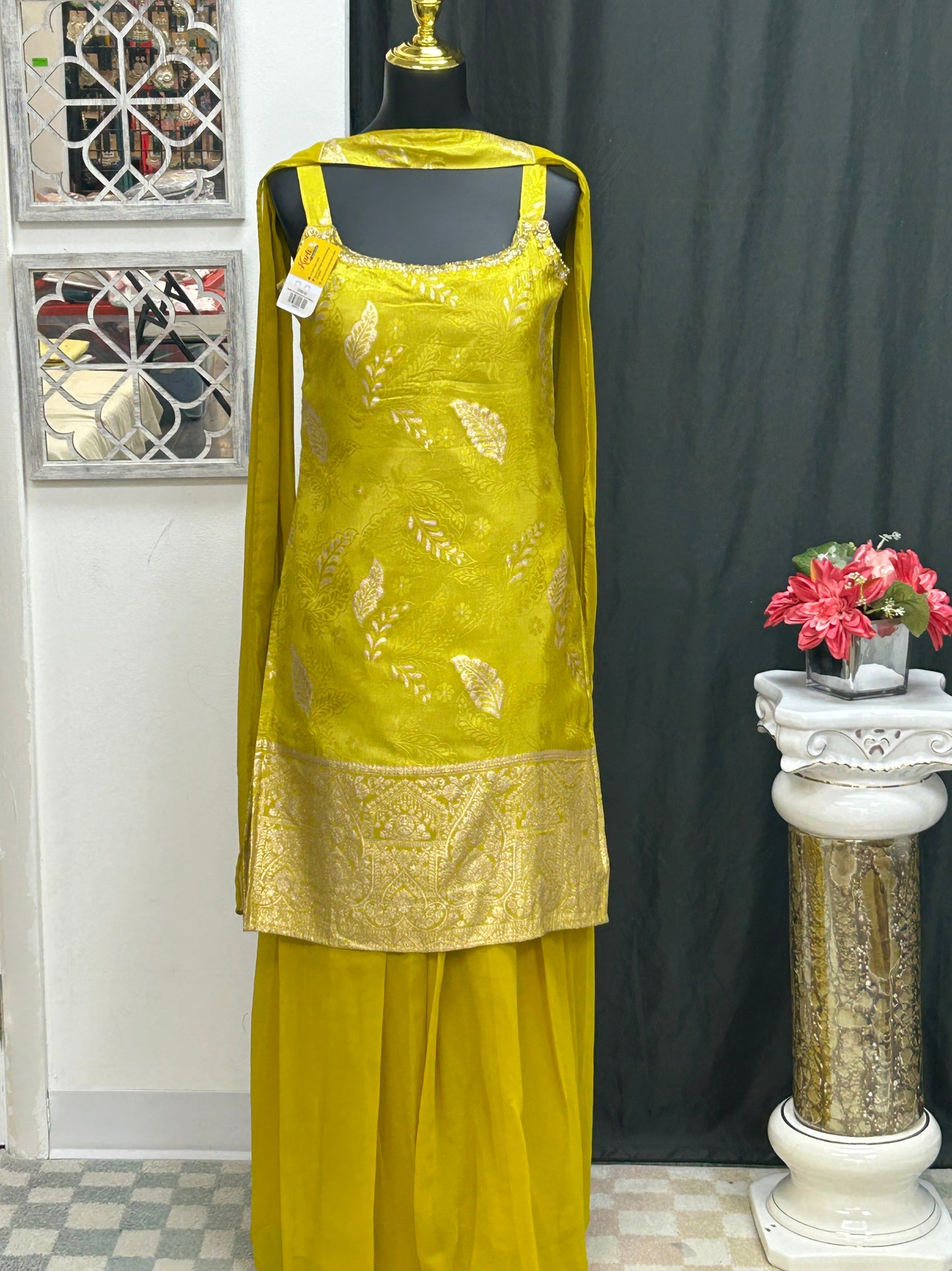 Chiffon silk sharara suit