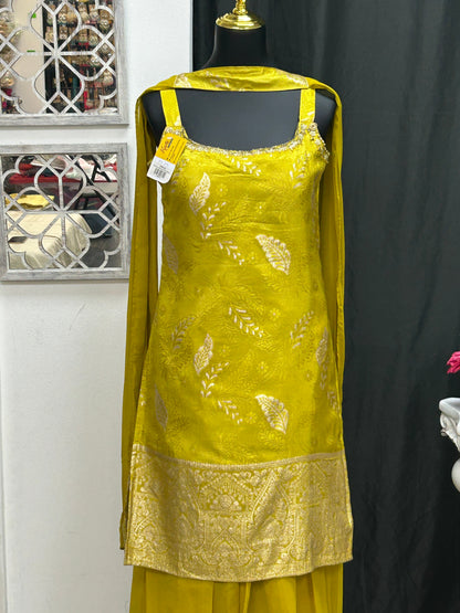 Chiffon silk sharara suit