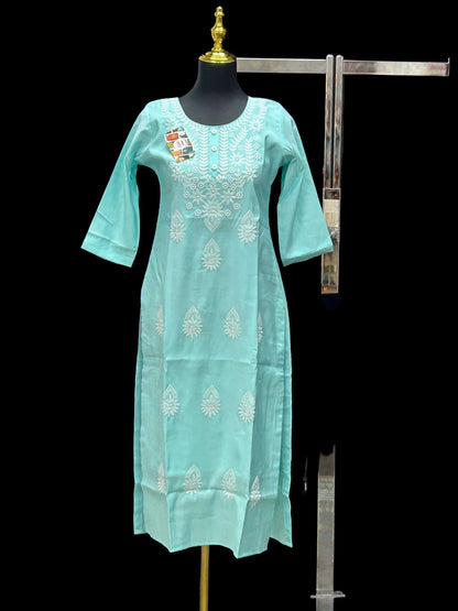 Chikankari modal silk kurti
