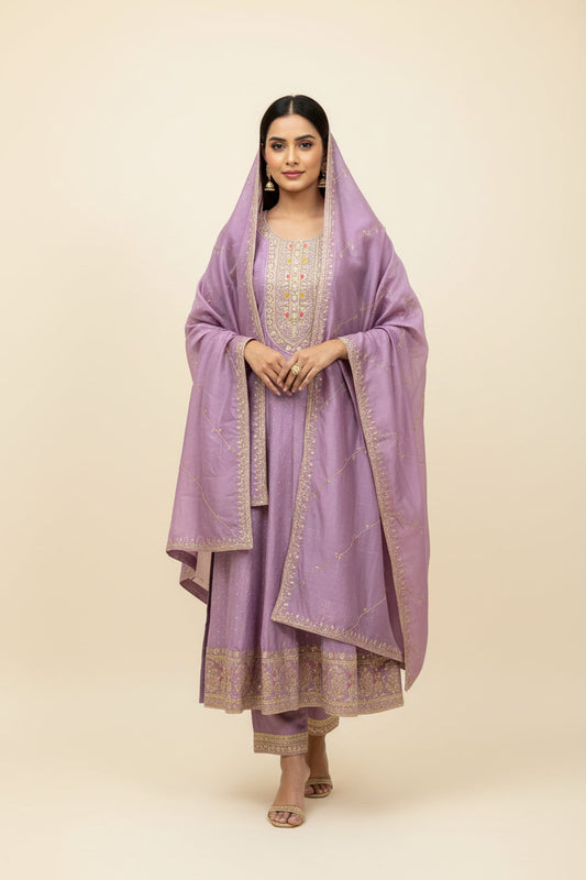 Anarkali party wear dress : Violet