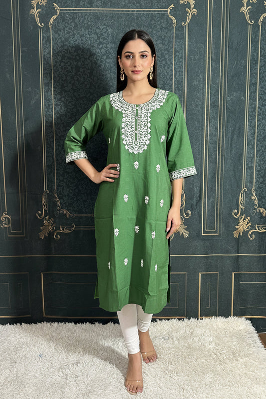 Crape silk chikankari work kurti