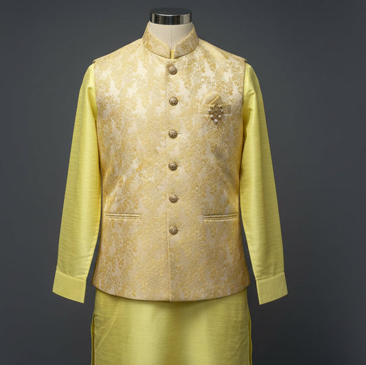 Silk kurta pajama set with jacket