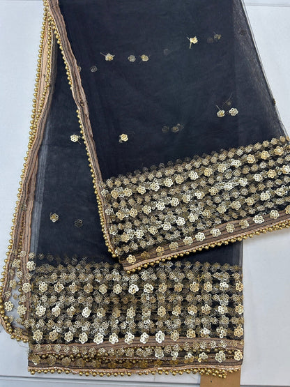 Black sequin net  duppata