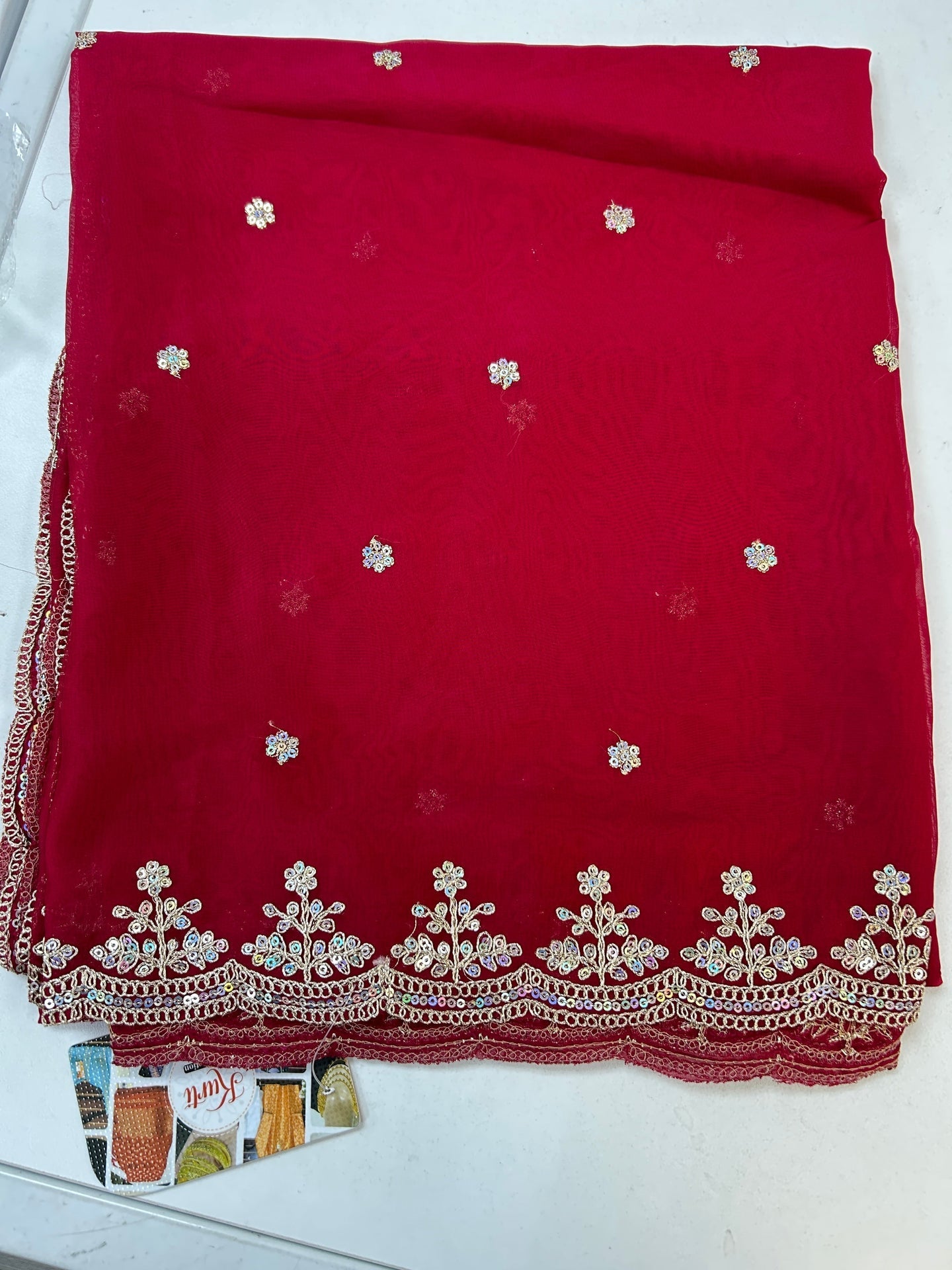 Dark pink tissue duppata