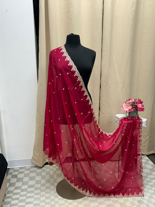 Dark pink tissue duppata